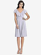 Front View Thumbnail - Silver Dove Midi Natural Waist Ruffled VNeck Dress