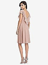 Rear View Thumbnail - Toasted Sugar Midi Natural Waist Ruffled VNeck Dress