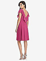 Rear View Thumbnail - Tea Rose Midi Natural Waist Ruffled VNeck Dress