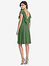 Rear View Thumbnail - Vineyard Green Midi Natural Waist Ruffled VNeck Dress