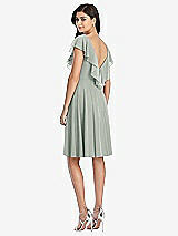 Rear View Thumbnail - Willow Green Midi Natural Waist Ruffled VNeck Dress