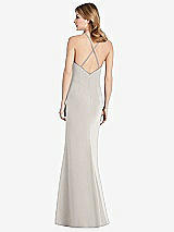 Rear View Thumbnail - Oyster Criss Cross Open-Back Chiffon Trumpet Gown