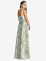 Rear View Thumbnail - Sage Cottage Rose Floral Bateau Neck Maxi Junior Bridesmaid Dress with Pockets