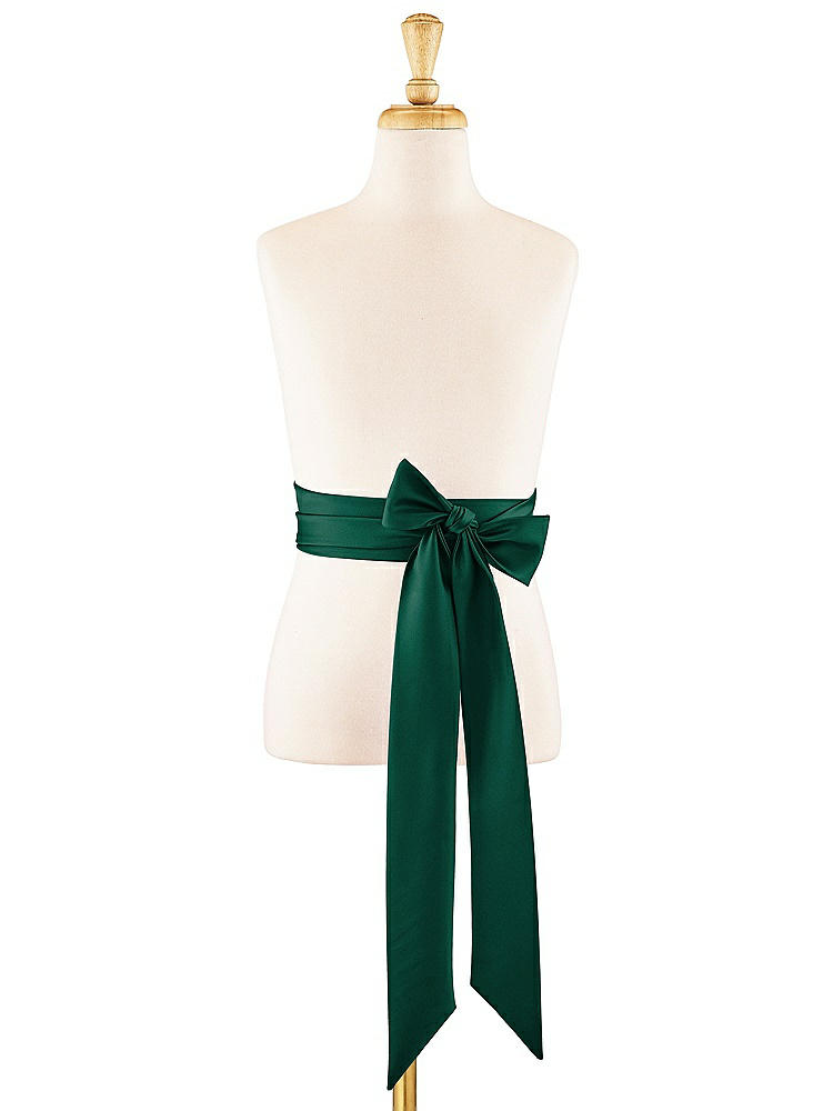 Front View - Hunter Green Satin Twill Flower Girl Sash