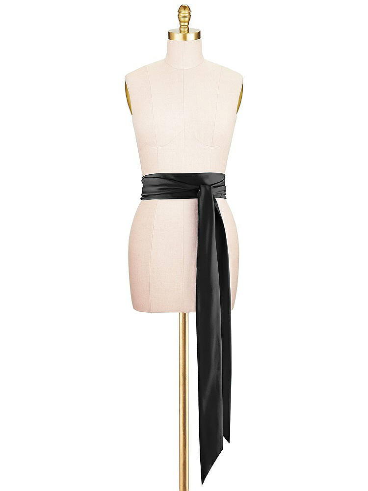 Front View - Black Satin Twill Wedding Sash