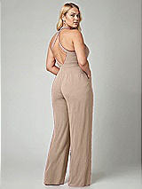 Alt View 2 Thumbnail - Topaz V-Neck Backless Pleated Front Jumpsuit