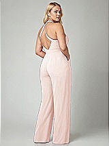 Alt View 2 Thumbnail - Blush V-Neck Backless Pleated Front Jumpsuit