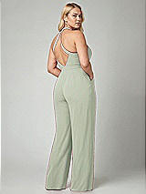 Alt View 2 Thumbnail - Celadon V-Neck Backless Pleated Front Jumpsuit