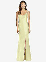 Front View Thumbnail - Butter Yellow Maxi Length Spaghetti Strap Mermaid Dress