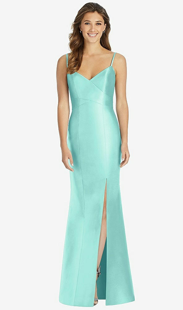 Front View - Coastal Maxi Length Spaghetti Strap Mermaid Dress