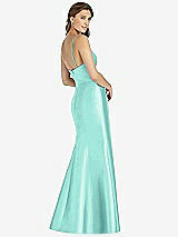 Rear View Thumbnail - Coastal Maxi Length Spaghetti Strap Mermaid Dress