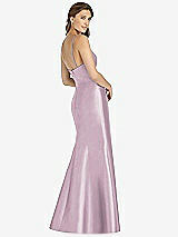 Rear View Thumbnail - Suede Rose Maxi Length Spaghetti Strap Mermaid Dress