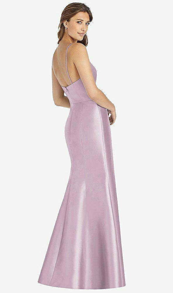 Back View - Suede Rose Maxi Length Spaghetti Strap Mermaid Dress