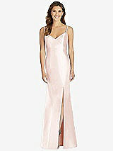 Front View Thumbnail - Blush Maxi Length Spaghetti Strap Mermaid Dress