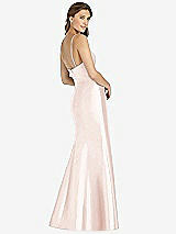 Rear View Thumbnail - Blush Maxi Length Spaghetti Strap Mermaid Dress