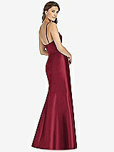 Rear View Thumbnail - Burgundy Maxi Length Spaghetti Strap Mermaid Dress