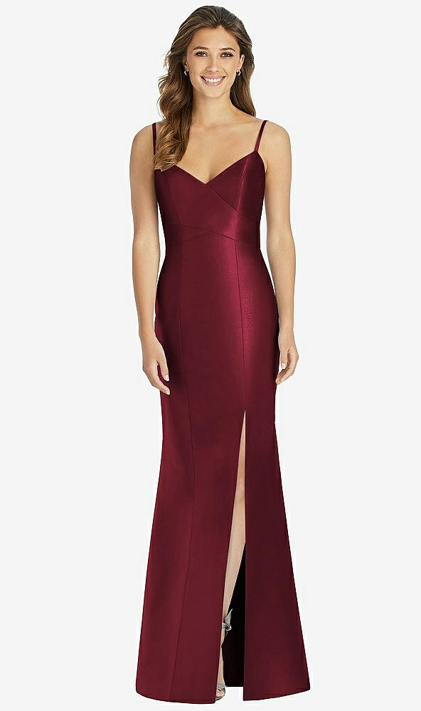 Front View - Cabernet Maxi Length Spaghetti Strap Mermaid Dress