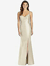 Front View Thumbnail - Champagne Maxi Length Spaghetti Strap Mermaid Dress