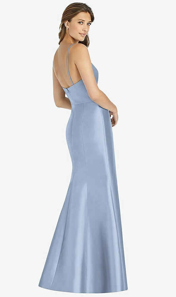 Back View - Cloudy Maxi Length Spaghetti Strap Mermaid Dress