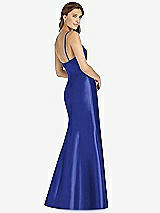 Rear View Thumbnail - Cobalt Blue Maxi Length Spaghetti Strap Mermaid Dress