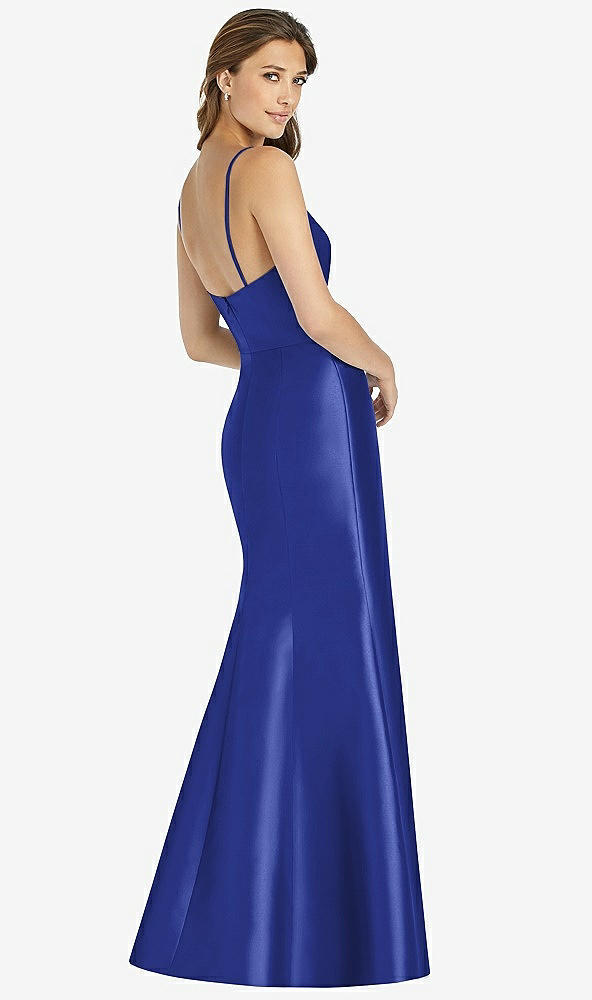 Back View - Cobalt Blue Maxi Length Spaghetti Strap Mermaid Dress