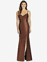 Front View Thumbnail - Cognac Maxi Length Spaghetti Strap Mermaid Dress