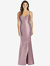 Front View Thumbnail - Dusty Rose Maxi Length Spaghetti Strap Mermaid Dress