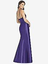 Rear View Thumbnail - Grape Maxi Length Spaghetti Strap Mermaid Dress