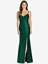 Front View Thumbnail - Hunter Green Maxi Length Spaghetti Strap Mermaid Dress