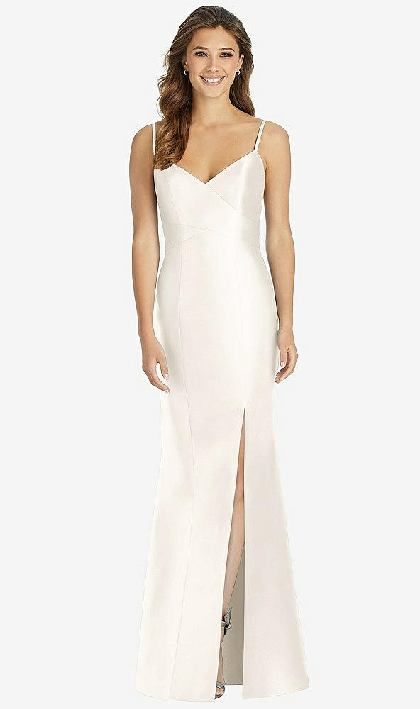 Front View - Ivory Maxi Length Spaghetti Strap Mermaid Dress