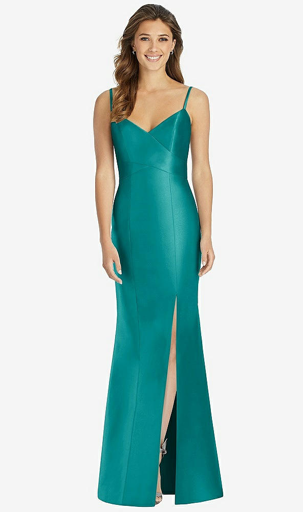 Front View - Jade Maxi Length Spaghetti Strap Mermaid Dress