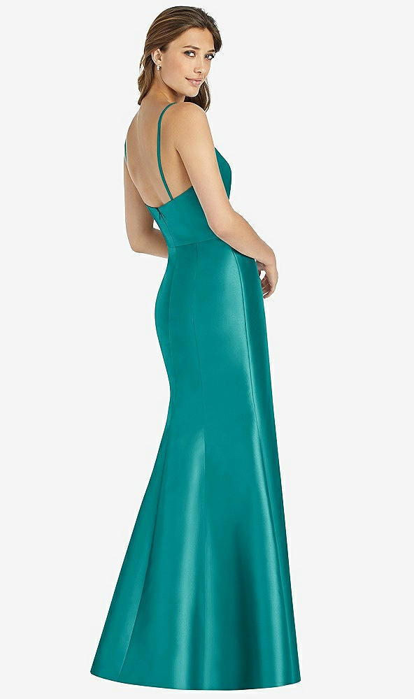 Back View - Jade Maxi Length Spaghetti Strap Mermaid Dress