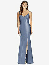 Front View Thumbnail - Larkspur Blue Maxi Length Spaghetti Strap Mermaid Dress