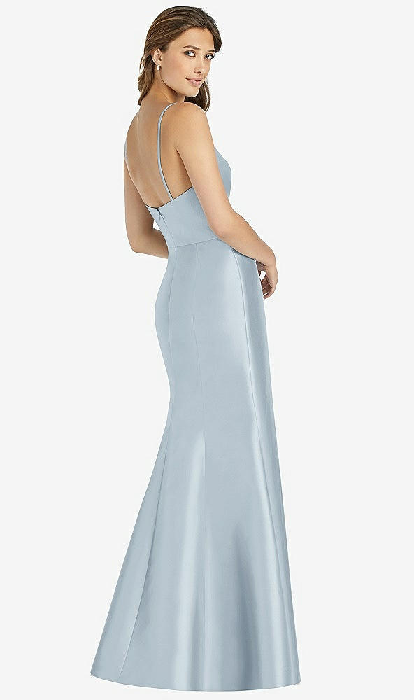 Back View - Mist Maxi Length Spaghetti Strap Mermaid Dress