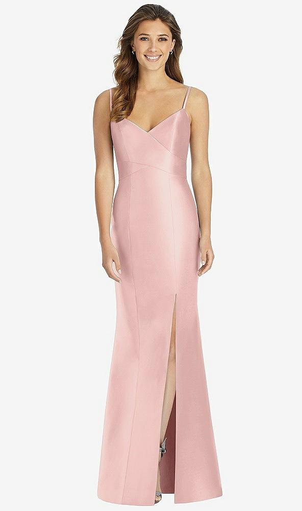 Front View - Rose Maxi Length Spaghetti Strap Mermaid Dress