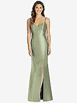 Front View Thumbnail - Sage Maxi Length Spaghetti Strap Mermaid Dress