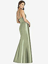 Rear View Thumbnail - Sage Maxi Length Spaghetti Strap Mermaid Dress