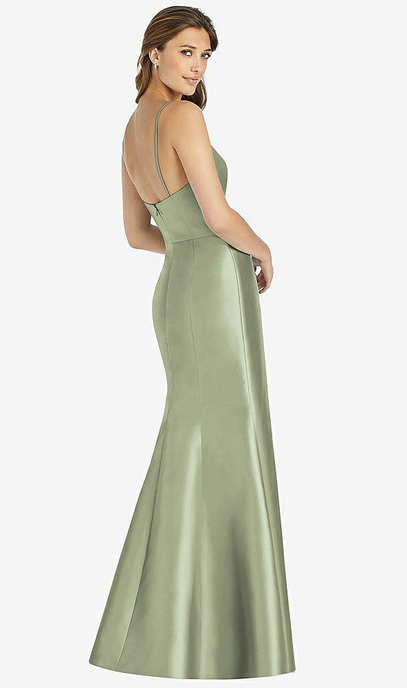 Back View - Sage Maxi Length Spaghetti Strap Mermaid Dress