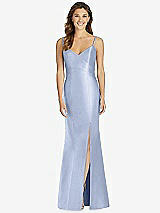 Front View Thumbnail - Sky Blue Maxi Length Spaghetti Strap Mermaid Dress