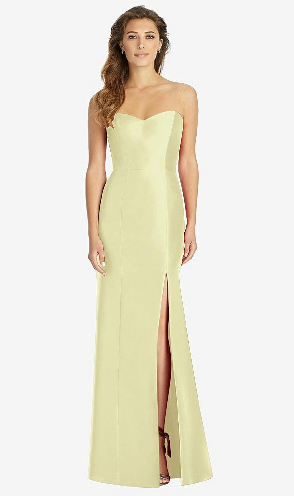 Front View - Butter Yellow Full-length Strapless Sweetheart Neckline Dress