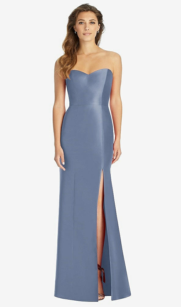 Front View - Larkspur Blue Full-length Strapless Sweetheart Neckline Dress