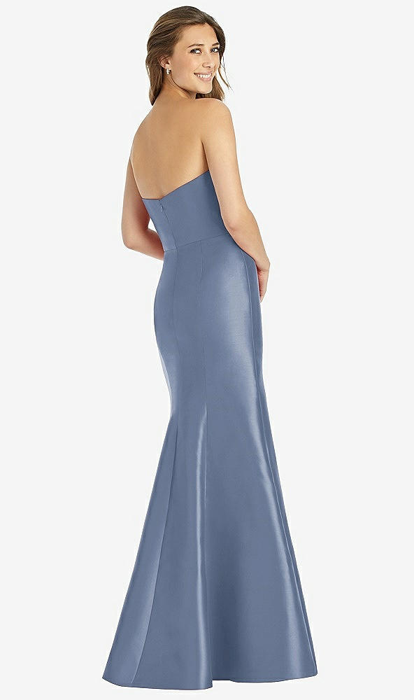 Back View - Larkspur Blue Full-length Strapless Sweetheart Neckline Dress