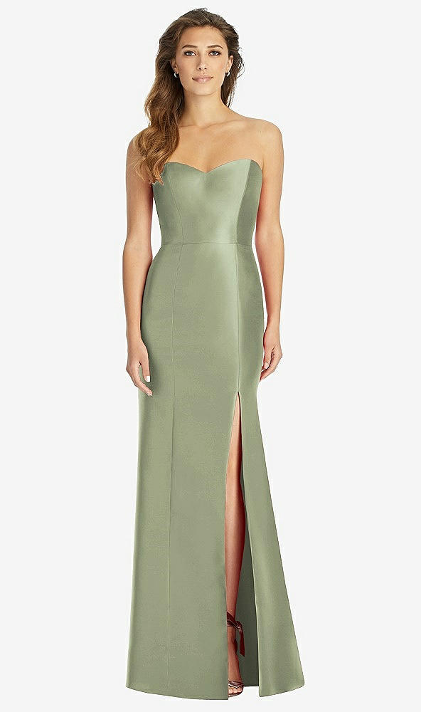 Front View - Sage Full-length Strapless Sweetheart Neckline Dress