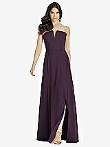 Front View Thumbnail - Aubergine Strapless Notch Chiffon Maxi Dress