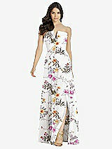 Front View Thumbnail - Butterfly Botanica Ivory Strapless Notch Chiffon Maxi Dress