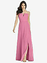 Front View Thumbnail - Orchid Pink Strapless Notch Chiffon Maxi Dress