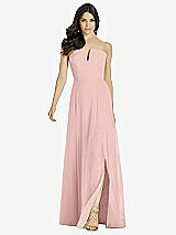 Front View Thumbnail - Rose Strapless Notch Chiffon Maxi Dress