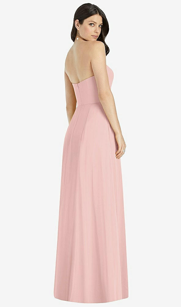 Back View - Rose Strapless Notch Chiffon Maxi Dress