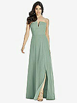 Front View Thumbnail - Seagrass Strapless Notch Chiffon Maxi Dress