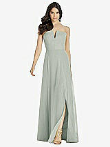 Front View Thumbnail - Willow Green Strapless Notch Chiffon Maxi Dress